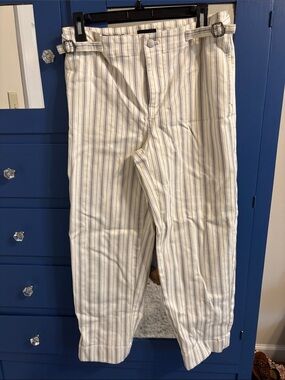 Talbots Cream and Grey Striped Jeans - Size 4